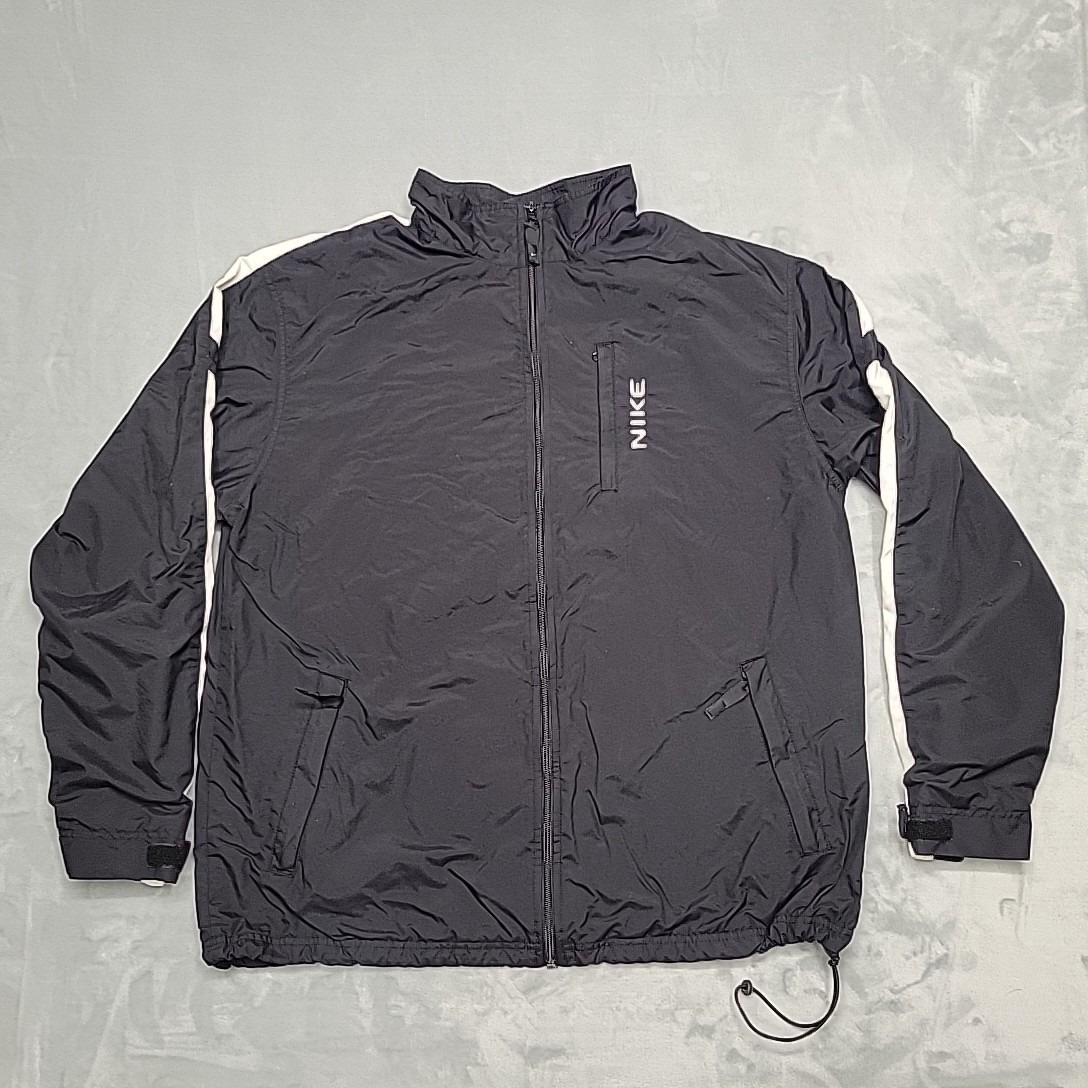 Vtg Nike Windbreaker Men Xl Black Full Zip Track Jacket Retro Sportswear Y2k 90s